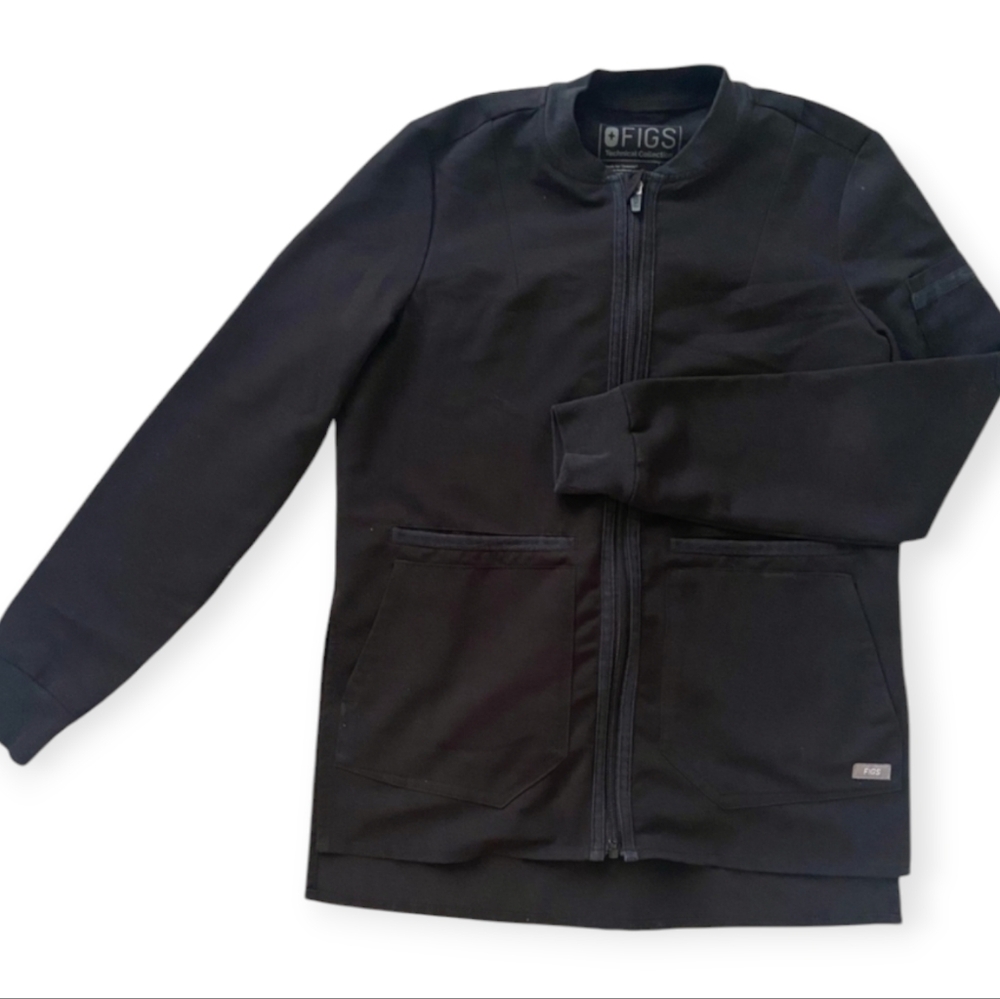 Figs Black Bellery Scrub Jacket Size Large Black